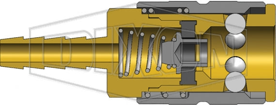 2FS3-B by Dixon Valve | Pneumatic Quick Disconnect Coupling | F-Series | Hose Barb | 3/8" Hose Barb x 1/4" Manual Industrial Interchange | Socket | Nitrile Seal | Brass