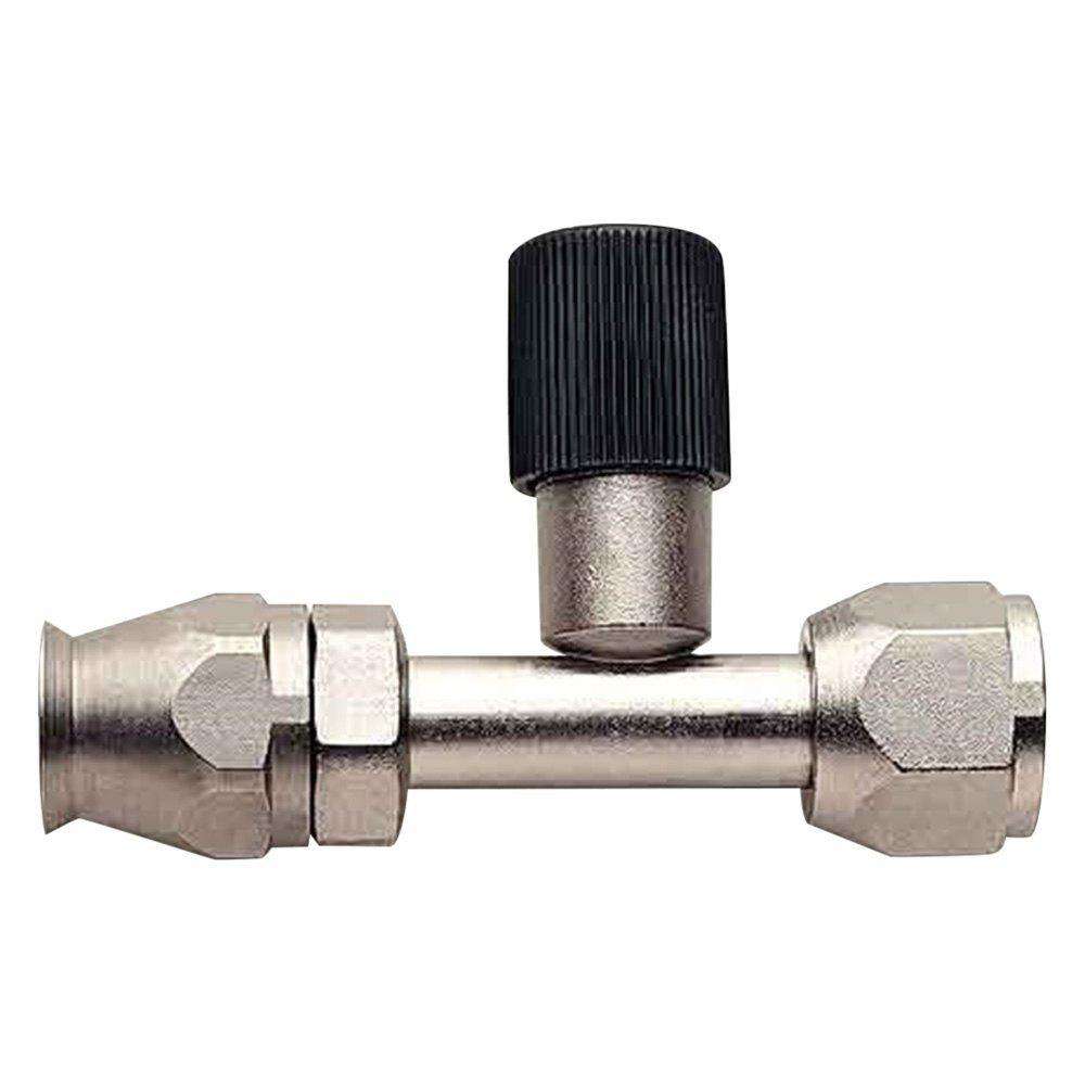 FBE1814 (FCE1814) Eaton Aeroquip® -10 A/C Hose Fitting - Reusable Female O-Ring Pilot with Charge Port (Low Side) - Straight - Nickel-Plated Steel