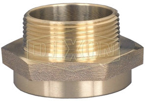 FM2015F Dixon Cast Brass Female to Male Hex Nipple - Increaser / Reducer - 2" Female NPT x 1-1/2" Male NST(NH)