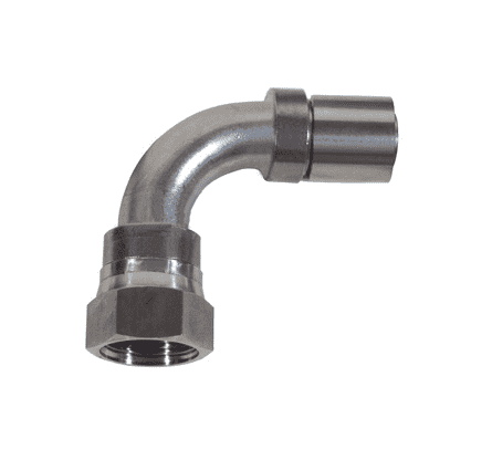 FJS90-16-16 Dixon Valve -16 304 Stainless Steel Nominal Smooth Bore PTFE Hose Fitting - 90 deg. FJIC - 1" Thread Size
