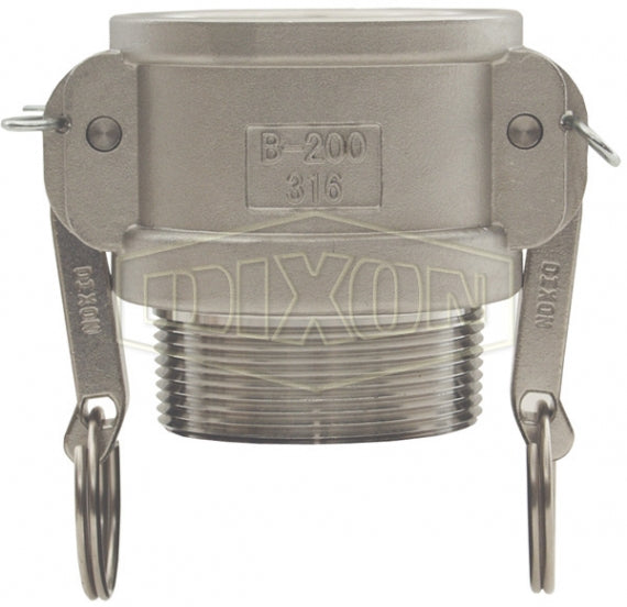 G200-B-SSBSP by Dixon Valve | Global Cam & Groove Coupler | Type B | 2" Coupler x 2" Male BSPT | 316 Investment Cast Stainless Steel