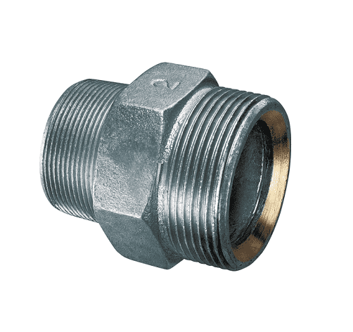 GMS-150 by Kuriyama | Ground Joint Coupling Male Spud with Copper Seal | 1-1/2" Male NPT x 1-1/2" Male NPS | Zinc Plate