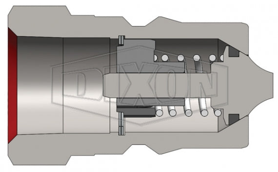 H8F8-BOP by Dixon Valve | Hydraulic Quick Disconnect Coupling | H-BOP-Series | 1" Female NPTF x 1" Body Size | ISO-B Blowout Preventer Safety Plug | FKM Seal | Steel