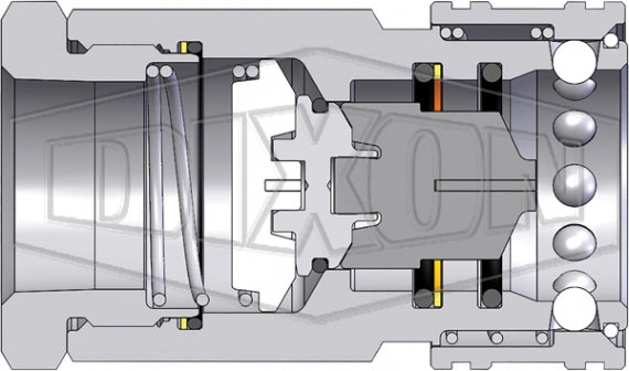 12HF12-B by Dixon Valve | Hydraulic Quick Disconnect Coupling | H-Series | 1-1/2" Female NPTF x 1-1/2" ISO-B High Volume Interchange | Socket | Nitrile Seal | Brass