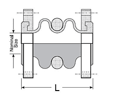 HTDRF50X9 by Kuriyama | Double Sphere Flanged Rubber Expansion Joint | Size: 5" | Length: 9" | 150 PSI | Carbon Steel