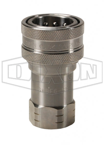 2KBF2-SS by Dixon Valve | Hydraulic Quick Disconnect Coupling | K-Series | 1/4" Female BSPP x 1/4" ISO-A Interchange | Socket | Nitrile Seals | 316 Stainless Steel