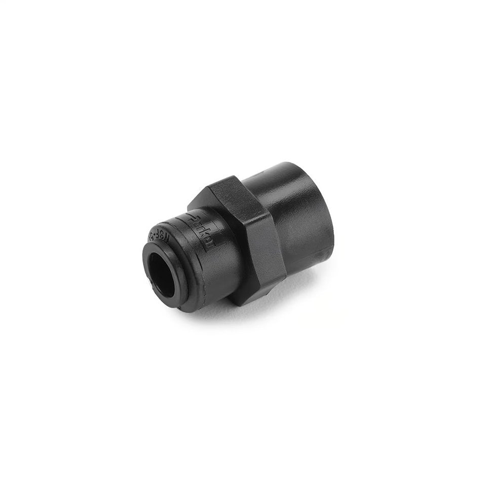 FB6FC8-HBLK by Parker | TrueSeal™ Threaded Fittings | 3/8" Push-to-Connect x 1/2" Female NPTF Thread | 1.52" Length | Straight | Black | Kynar®