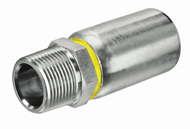 F02NPT2 Alfagomma Piranhaflex™ by Kuriyama | F Series | One-Piece Sewer & Lateral Line Hose Fitting | -02 Hose ID x -02 Male NPTF 60° Seat | Steel