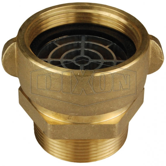 RSMSA25F30T-Z Dixon Cast Brass Suction Adapter with Zinc Screen - Rocker Lug - Increaser / Reducer - 2-1/2" Female NST(NH) x 3" Male NPT