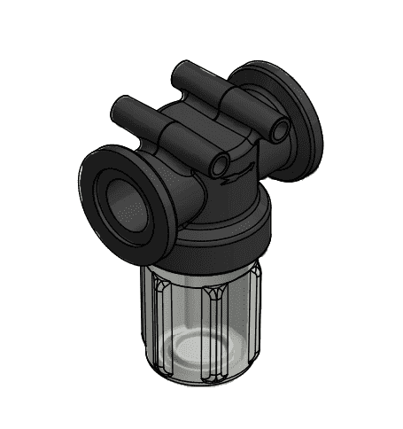 MLSTM100HBC by Banjo | Manifold Flange Connection | 1" Manifold Mini T Strainer Head & Clear Bowl | Polypropylene