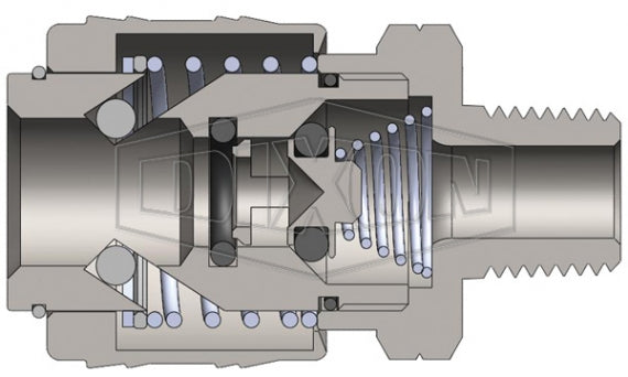 3MM3-PL by Dixon Valve | Pneumatic Quick Disconnect Coupling | M-Series | 3/8" Male NPT x 3/8" Automatic ARO Interchange | Plug | Steel/Brass