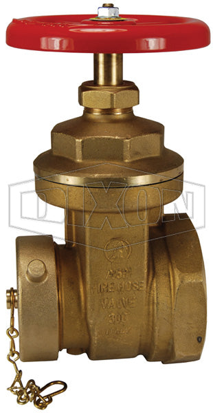 WDGV3025F Dixon Forged Brass Non-Rising Stem Wedge Disc Gate Valve - 3" Female NPT Inlet x 2-1/2" Male NST(NH) Outlet