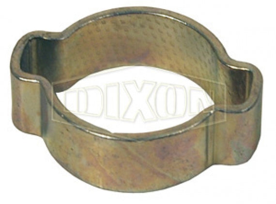 2225 by Dixon Valve | Pinch-On Clamp | Double Ear | 0 .394" Band Width | 15/16" Nominal Size | Clamp Range: 0.827" Closed to 0.984" Open | Zinc Plated Steel | Box of 100