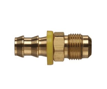 POFMJS-0606 by Kuriyama | 3/8" Push-On Fitting | 9/16-18" Male JIC 37° Flare UNF | 3/8" Hose Size | Brass