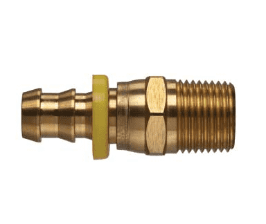 POFMPS-0606 by Kuriyama | 3/8" Push-On Fitting | 3/8-18" Male Pipe Swivel NPTF | 3/8" Hose Size | Brass