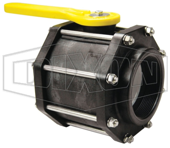 PVFP400 by Dixon Valve | 8-Bolt Ball Valve | Full Port | 4" Female NPT x 4" Female NPT | Polypropylene