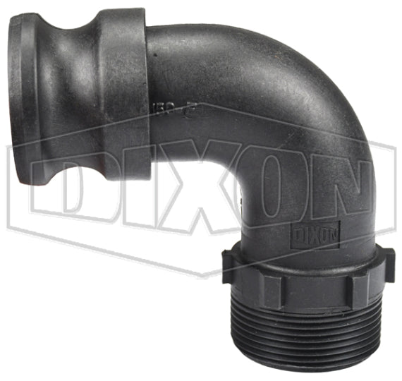 90PPF150 by Dixon Valve | Cam & Groove Adapter | 90° Elbow | Type F | 1-1/2" Adapter x 1-1/2" Male NPT | Polypropylene