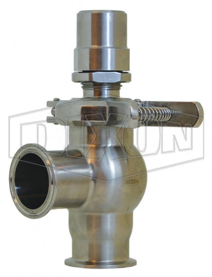 SPR-LCV3A200 Dixon Valve 2" Sanitary Pressure Relief Valve - L Style - Clamp x Clamp - Set Pressure Range: 0-300 PSI - FKM Seat - 316 Stainless Steel