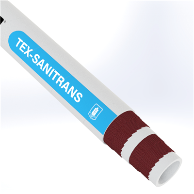 SAND-3.0-200T by Texcel | TEX-SANITRANS Series | FDA Sanitary Discharge Hose | 3" Hose ID | 150 PSI | Gray
