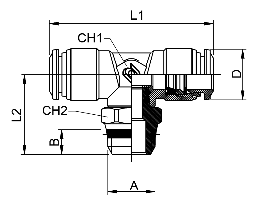 89210-53-04 by AIGNEP | 89 Series | Swivel Male Branch Metal Release Collet | 5/32" Tube x 1/4" Swift-Fit Male | Tee | Pack of 10