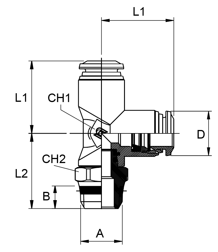 89222-05-02 by AIGNEP | 89 Series | Swivel Male Run Metal Release Collet | 5/16" Tube x 1/8" Swift-Fit Male | Tee | Pack of 10