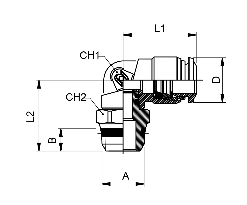 57110-6-1/4 by AIGNEP | 57 Series | Swivel Male Metal Release Collet | 6mm Tube x 1/4" Swift-Fit Male | 90° Elbow | Pack of 10