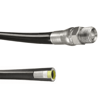 SHBK-MM08X400 by Kuriyama | Piranha® Jetting/Lateral Line Hose Assembly | Black | 1/2" Hose ID | 1/2 | 14 Male NPTF | 4000 PSI | 400ft Length