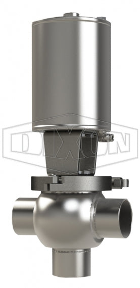 S02A15B2EE Dixon Valve 1-1/2" SSV Series Single Seat Valve, Shut-Off T Body, Weld, Spring Return Actuator (Air-To-Lower) - Elastomer O-Ring Stem Seal - EPDM Wetted Elastomer