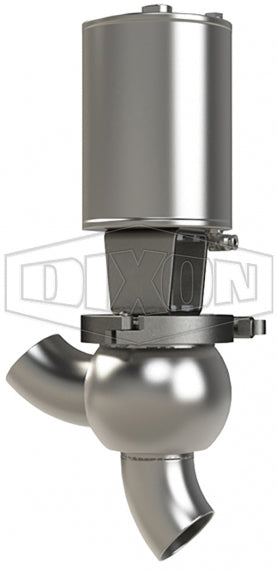 S03A10B2PE Dixon Valve 1" SSV Series Single Seat Valve, Shut-Off Y Body, Weld, Spring Return Actuator (Air-To-Lower) - PTFE Plug Seal - EPDM Wetted Elastomer