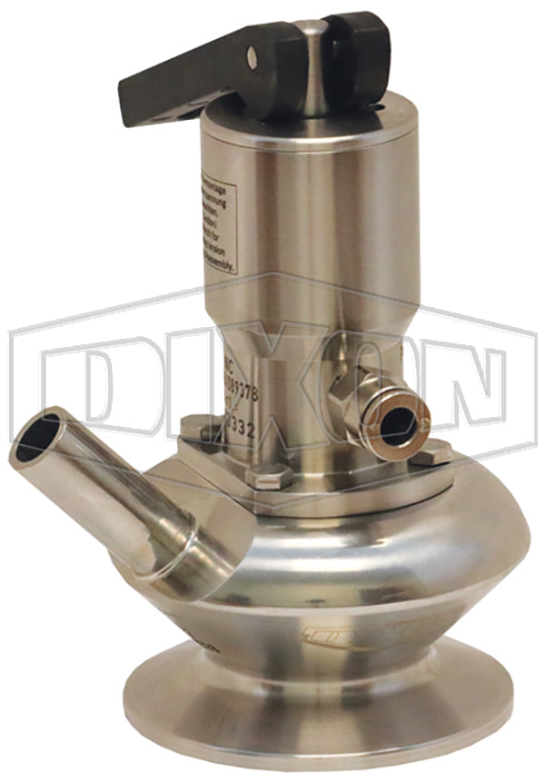 BSVS-OC250B375 Dixon Valve/Rieger 3A Sample Valve - Single Port with Pneumatic Actuator with Open Lever - 2-1/2" Clamp Valve - 3/8" Weld Port