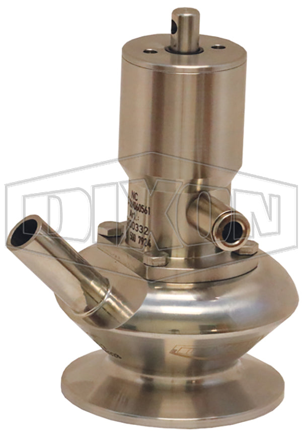 BSVS-PC250B375 Dixon Valve/Rieger 3A Sample Valve - Single Port with Pneumatic Actuator (without Lever) - 2-1/2" Clamp Valve - 3/8" Weld Port