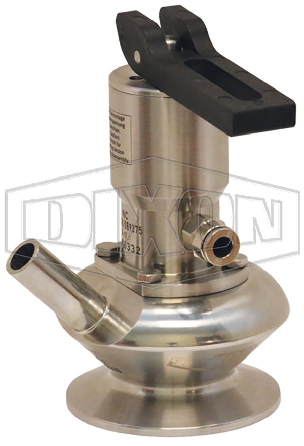 BSVS-SC050B050 Dixon Valve/Rieger 3A Sample Valve - Single Port with Pneumatic Actuator with Self Closing Lever - 1/2" - 3/4" Clamp Valve - 1/2" Weld Port