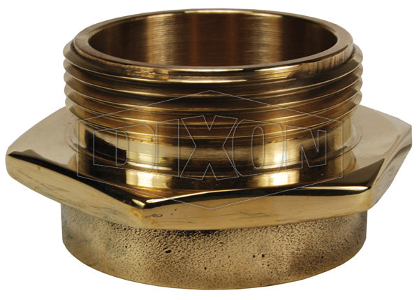 MOC250F-P Dixon Polished Cast Brass Single Male Outlet with Hex (Open Snoot) - 2-1/2" Female NPT x 2-1/2" Male NST(NH)