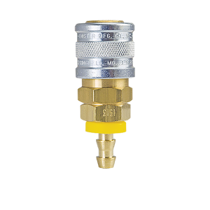 D344 Breco by Foster | D Series | One Way Shut-Off | Quick Disconnect | 1/4" 1-Way Manual Socket x 1/4" Push-On Hose Stem | Straight | Brass/Steel