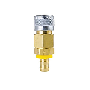 D484 Breco by Foster | D Series | One Way Shut-Off | Quick Disconnect | 3/8" 1-Way Manual Socket x 1/2" Push-On Hose Stem | Straight | Brass/Steel