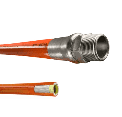 SLSPOR-MM16X500 by Kuriyama | Piranha® Sewer Cleaning Hose Assembly | Orange | 1" Hose ID | 1-11-1/2 Male NPTF | 2500 PSI | 500ft Length
