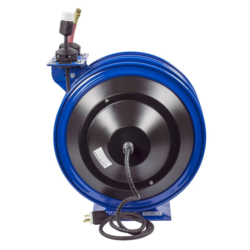 C-L350-5012-X by Coxreels | C Air-Electric Series | 300 PSI Spring Driven Air Hose & Power Cord Combination Reel | 3/8" Hose ID, 3/8" FNPT Inlet x 3/8" MNPT Hose End | 12/3 SJO Cord, 20A | Steel | 50ft PVC Hose & 50ft Cord Included