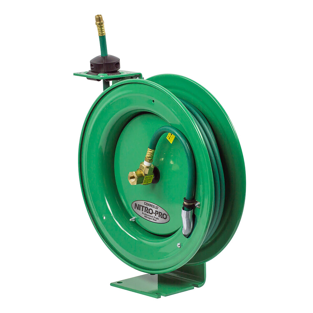 P-NPL-350 by Coxreels | Nitro-Pro Series | 300 PSI Spring Driven Hose Reel for Nitrogen | 3/8" Hose ID, 3/8" FNPT Inlet | Steel | 50ft Capacity, Hose Not Included