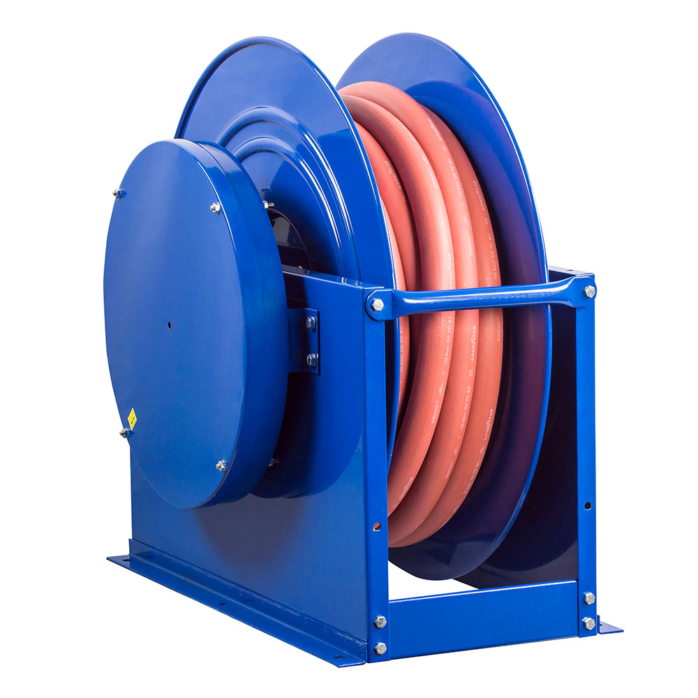 SMP-575 by Coxreels | SP Series | 1,500 PSI Spring Driven Hose Reel | 3/4" Hose ID, 3/4" FNPT Inlet x 3/4" MNPT Hose End | Steel | 75ft Rubber Hose Included