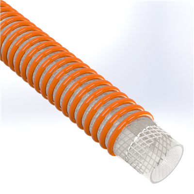 SPVC-AQUA-10.0-25 by Texcel | SIGMA-PVC AQUA™ Series | Water Suction Hose | 10" Hose ID | 50 PSI | 28 in/Hg Vacuum Rated | Clear/Orange