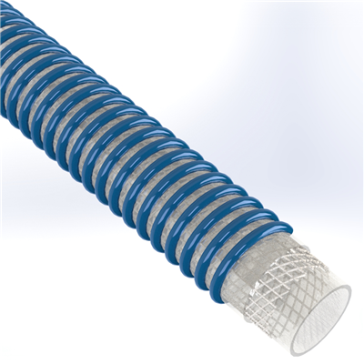 SPVC-MHH-5.0 by Texcel | SIGMA-POLY MHH™ Series | Polyurethane Food-Grade Suction & Discharge Hose | 5" Hose ID | 70 PSI | 28 in/Hg Vacuum Rated | Blue