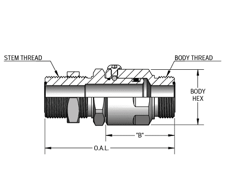SS16MFSB16XMFS16-NI-ETP by Super Swivel | 2645-NI-ETP | 1-7/16-12 Male Face Seal Bulkhead MFSB x 1-7/16-12 Male Face Seal MFS | 0.811" Through Hole | Straight | Electroless Nickel | Extreme Viton® Seal