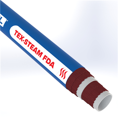 STFD-1.0-100 by Texcel | TEX-STEAM™ FDA Series | Food Grade Steam Hose | 1" Hose ID | 105 PSI | Blue | 100ft Length