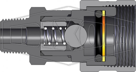 3TM3-SS by Dixon Valve | Hydraulic Quick Disconnect Coupling | T-Series | 3/8" Male NPTF x 3/8" 10K Threaded Ball | Socket | Nitrile Seal | 316 Stainless Steel