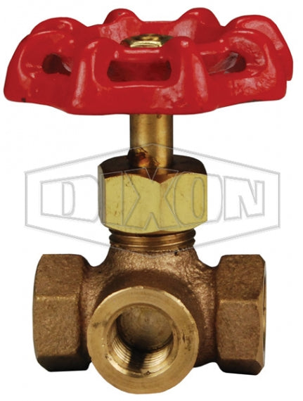 TWGV25 Dixon Brass Three Way Gauge Valve - 1/4" Female NPT - 175 PSI