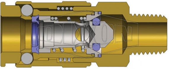 3UM3-B by Dixon Valve | Pneumatic Quick Disconnect Coupling | U-Series | 3/8" Male NPT x 3/8" Automatic Universal | Socket | Nitrile Seal | Brass