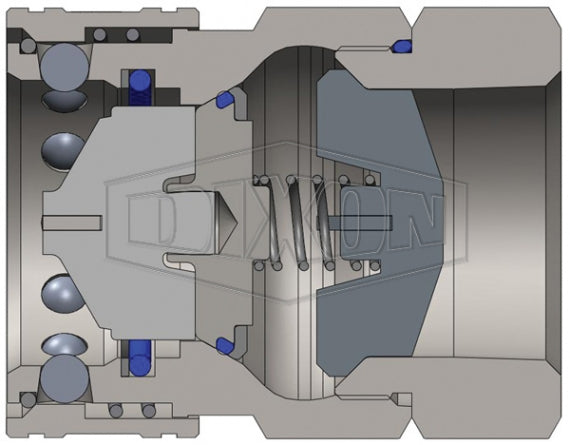 16VBF16-SS by Dixon Valve | Hydraulic Quick Disconnect Coupling | V-Series | 2" Female BSPP x 2" MIL-C-51234 Valved | Socket | Nitrile Seal | 316 Stainless Steel