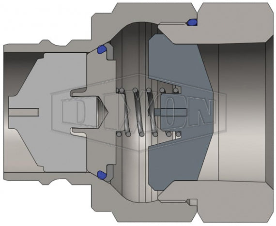 V16F16-SS by Dixon Valve | Hydraulic Quick Disconnect Coupling | V-Series | 2" Female NPTF x 2" MIL-C-51234 Valved | Plug | 316 Stainless Steel