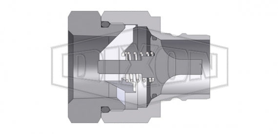 V6F6-SS by Dixon Valve | Hydraulic Quick Disconnect Coupling | V-Series | 3/4" Female NPTF x 3/4" MIL-C-51234 Valved | Plug | 316 Stainless Steel