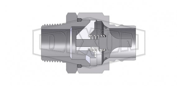 V2M2 by Dixon Valve | Hydraulic Quick Disconnect Coupling | V-Series | 1/4" Male NPTF x 1/4" MIL-C-51234 Valved | Plug | Steel